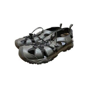 Eddie Bauer Stewart Gray Leather Walking Hiking Water Sandals Shoes Men's Sz 12M